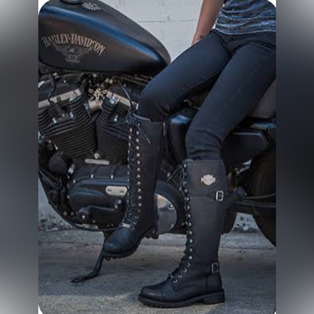 Harley-Davidson Leather Boots Beechwood Motorcycle Size 8 Size Tall Riding Boots - Picture 15 of 16